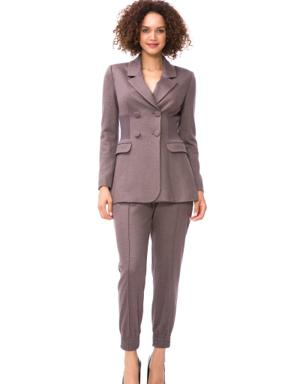 Button Detailed Beige Women's Suit