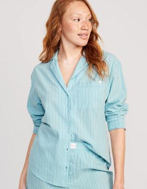 Old Navy Printed Poplin Pajama Shirt for Women blue