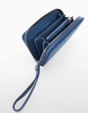 Denim wallet with zip
