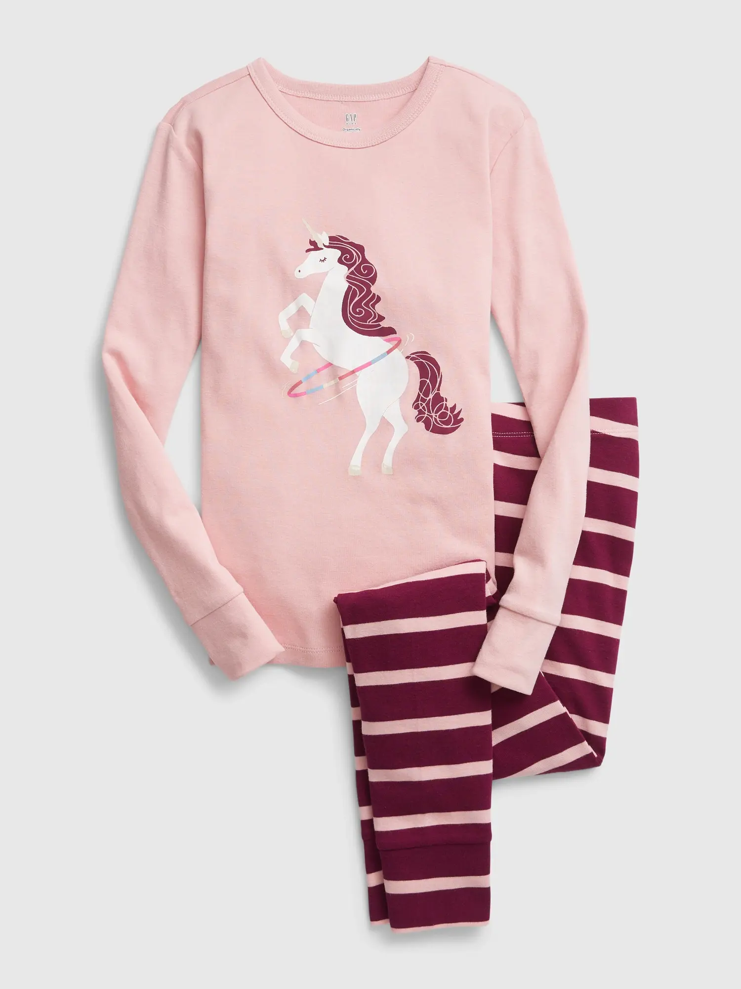 Gap Kids 100% Organic Cotton Unicorn PJ Set pink. 1