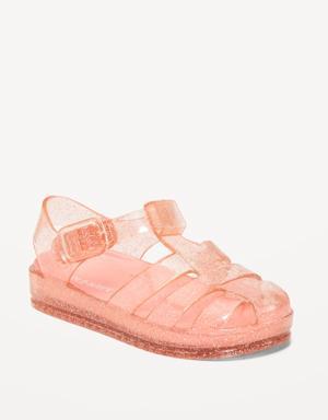 Shiny-Jelly Fisherman Sandals for Toddler Girls orange