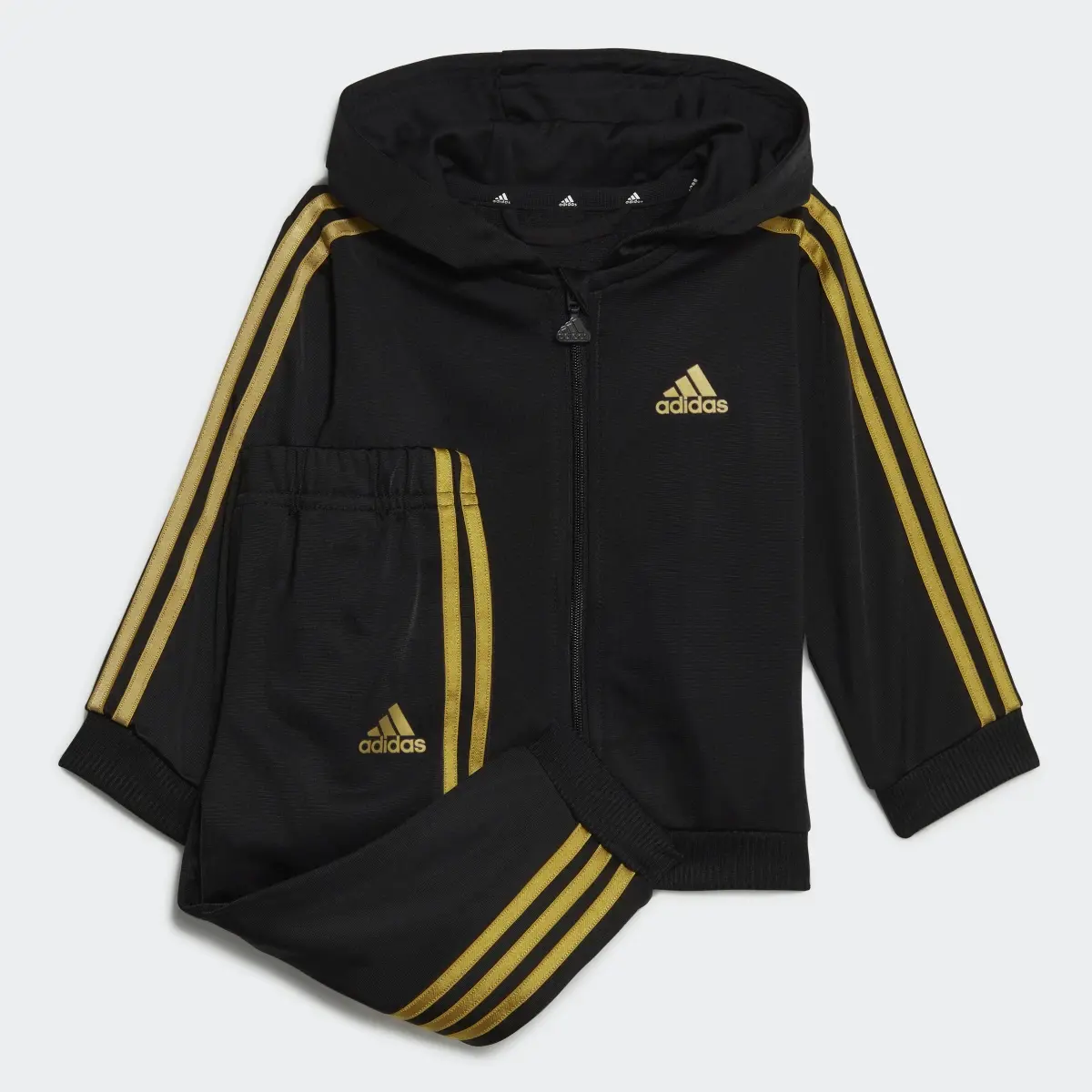 Adidas Essentials Shiny Hooded Trainingsanzug. 2