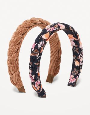 Braided Fabric-Covered Headbands 2-Pack for Women multi