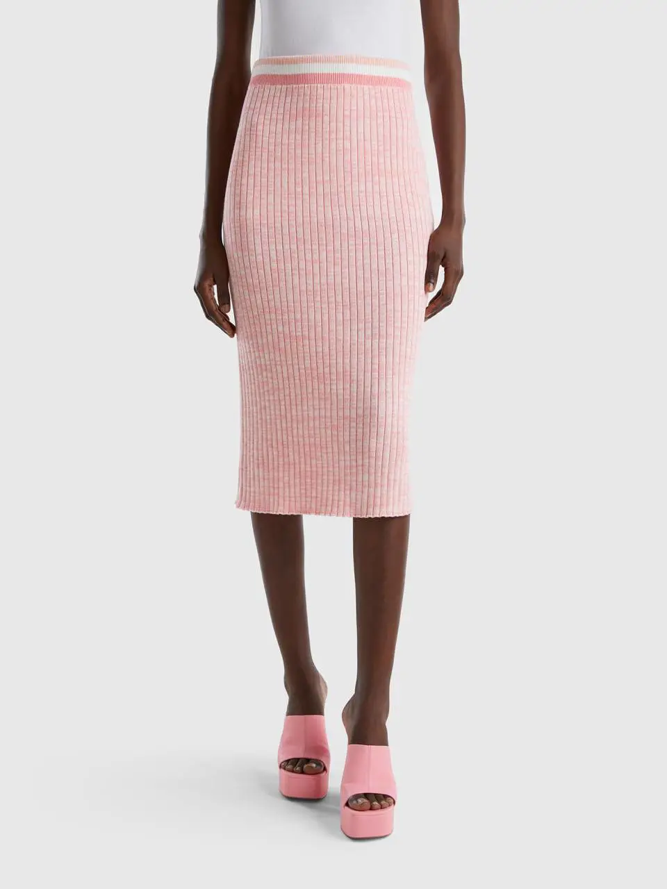 Benetton pink knit pencil skirt. 1