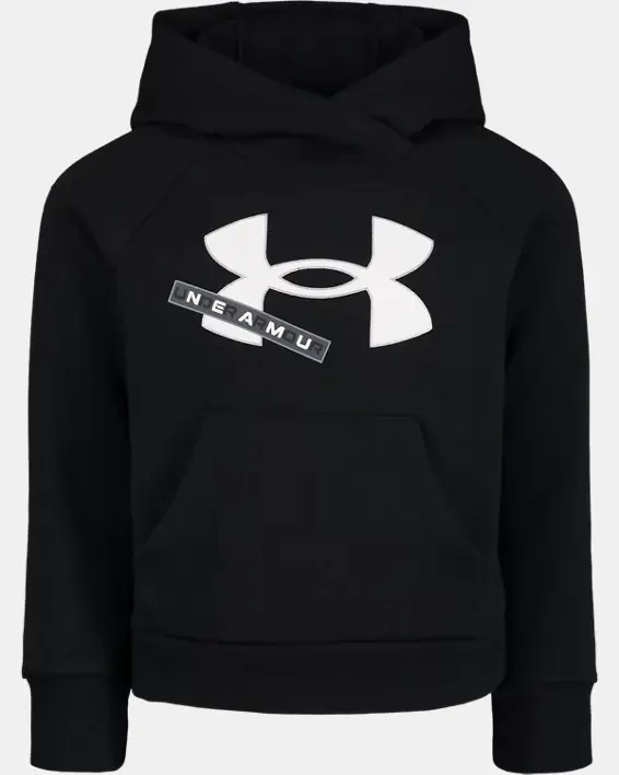 Under Armour Little Girls' UA Rival Fleece Metallic Logo Hoodie. 2