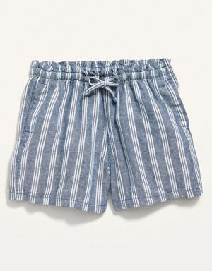 Old Navy Functional Drawstring Linen-Blend Paperbag-Waist Pull-On Shorts for Toddler Girls blue