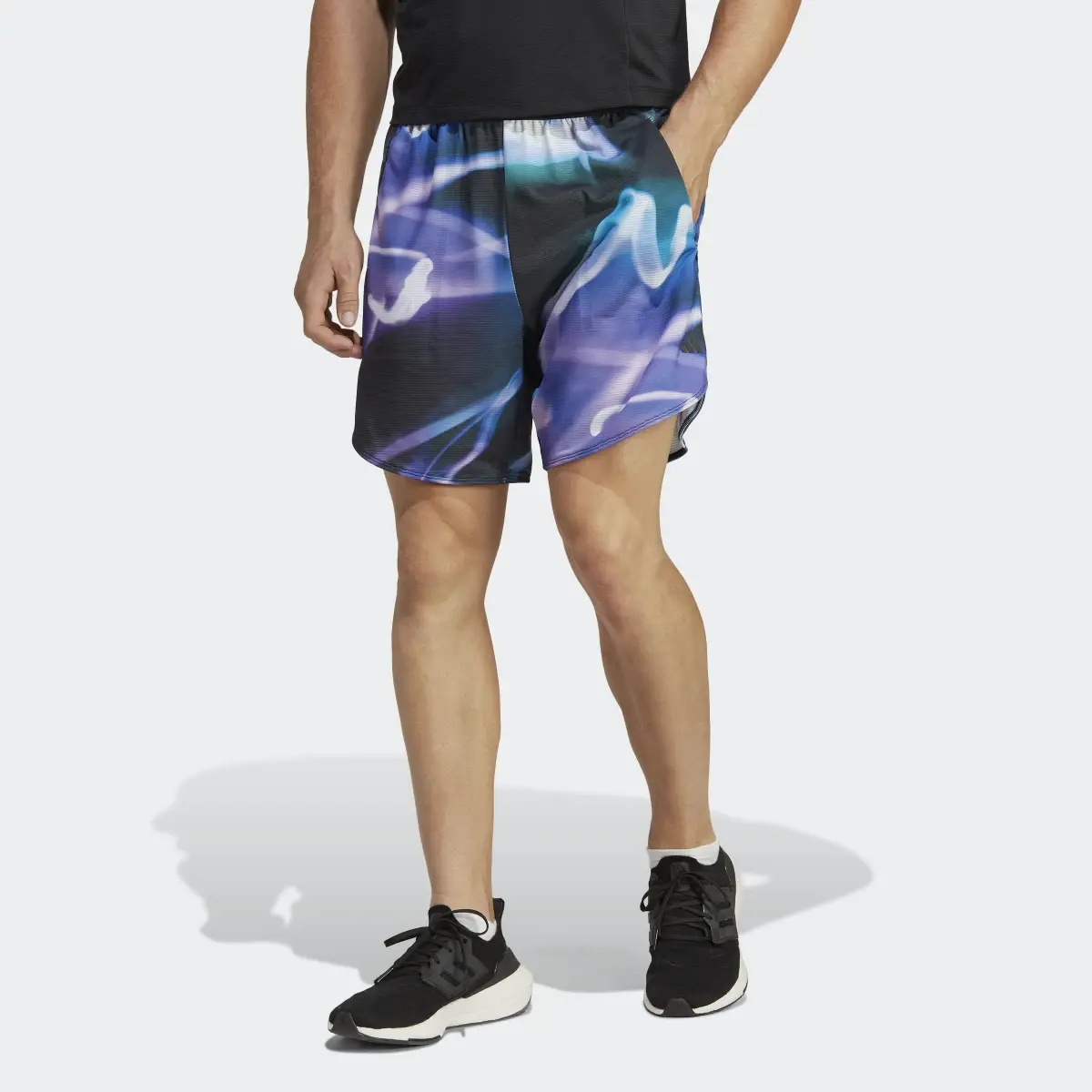 Adidas Designed for Training HEAT.RDY HIIT Allover Print Training Shorts. 1