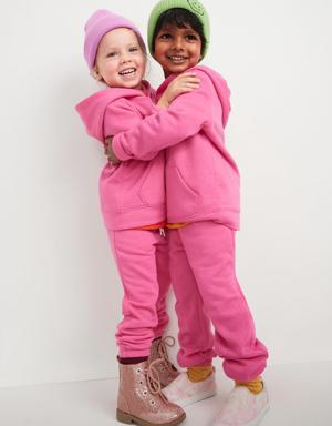 Unisex Solid Fleece Jogger Sweatpants for Toddler pink