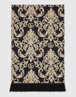 Wool and cashmere damask blanket
