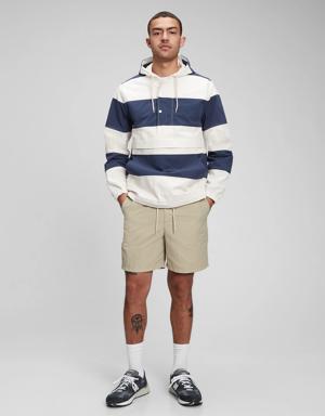 Rugby Stripe Pullover Hooded Jacket blue