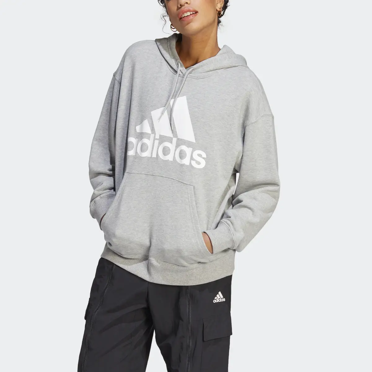 Adidas Essentials Big Logo Oversized French Terry Hoodie. 1