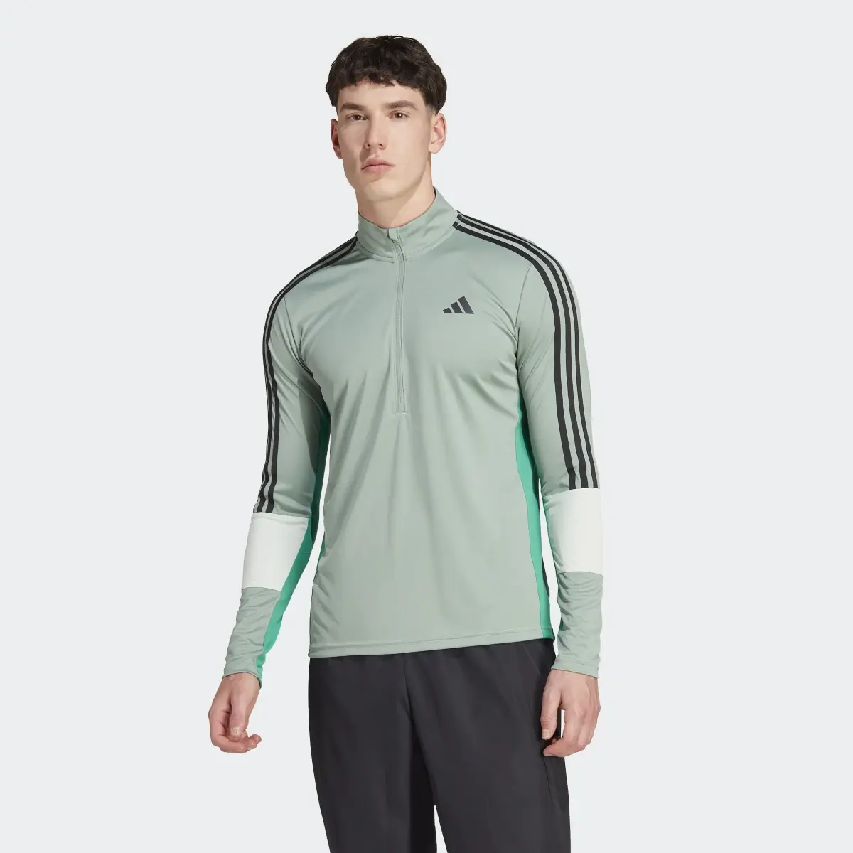 Adidas Training Colorblock 1/4-Zip Long Sleeve Tee. 2