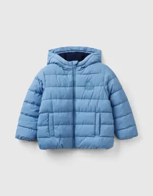 puffer jacket with hood and logo