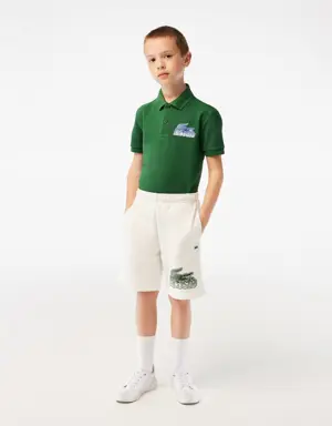 Pantaloni corti da bambino con stampa a contrasto con logo Lacoste