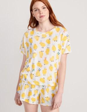 Sunday Sleep Pajama T-Shirt & Shorts Set for Women yellow
