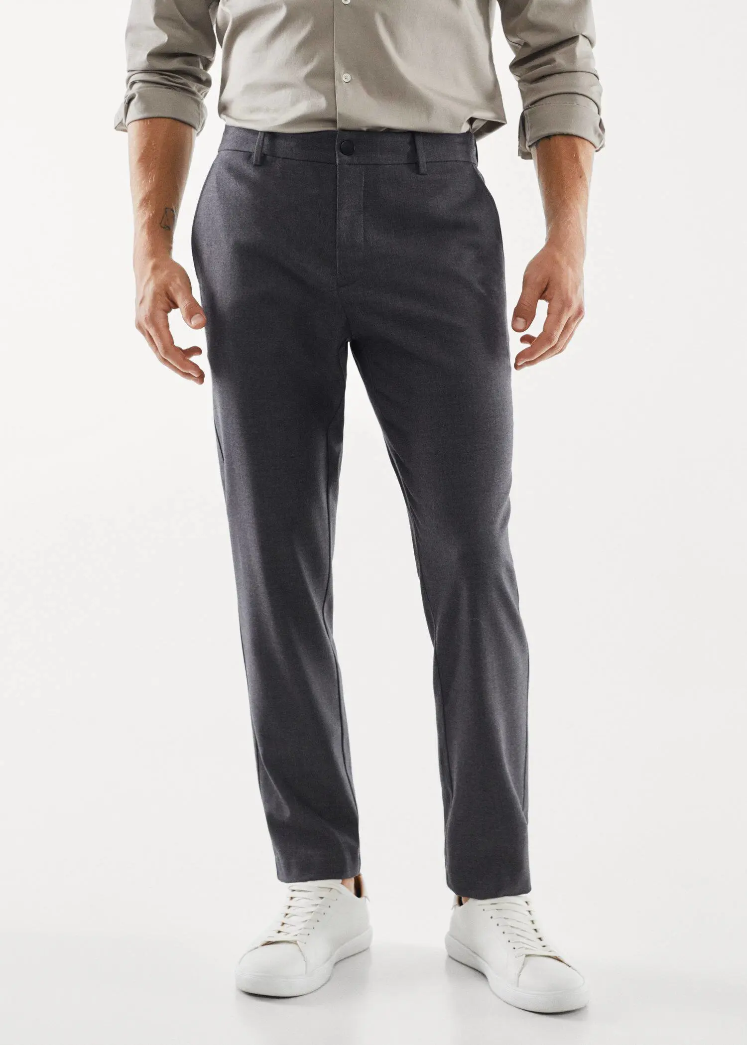 Mango Slim fit technical fabric trousers. 1