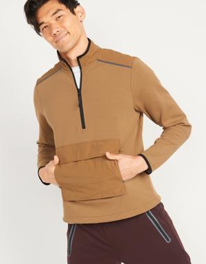 Dynamic Fleece Hybrid Half-Zip Mock-Neck Sweatshirt for Men brown