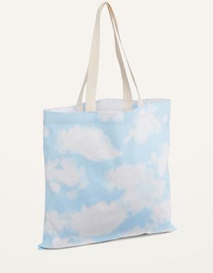 Printed Canvas Tote Bag for Women white