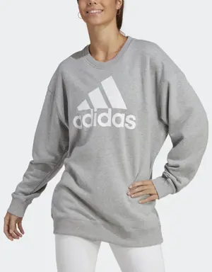 Adidas Sudadera Essentials Logo Extra Grande Tela French Terry Ajuste Holgado