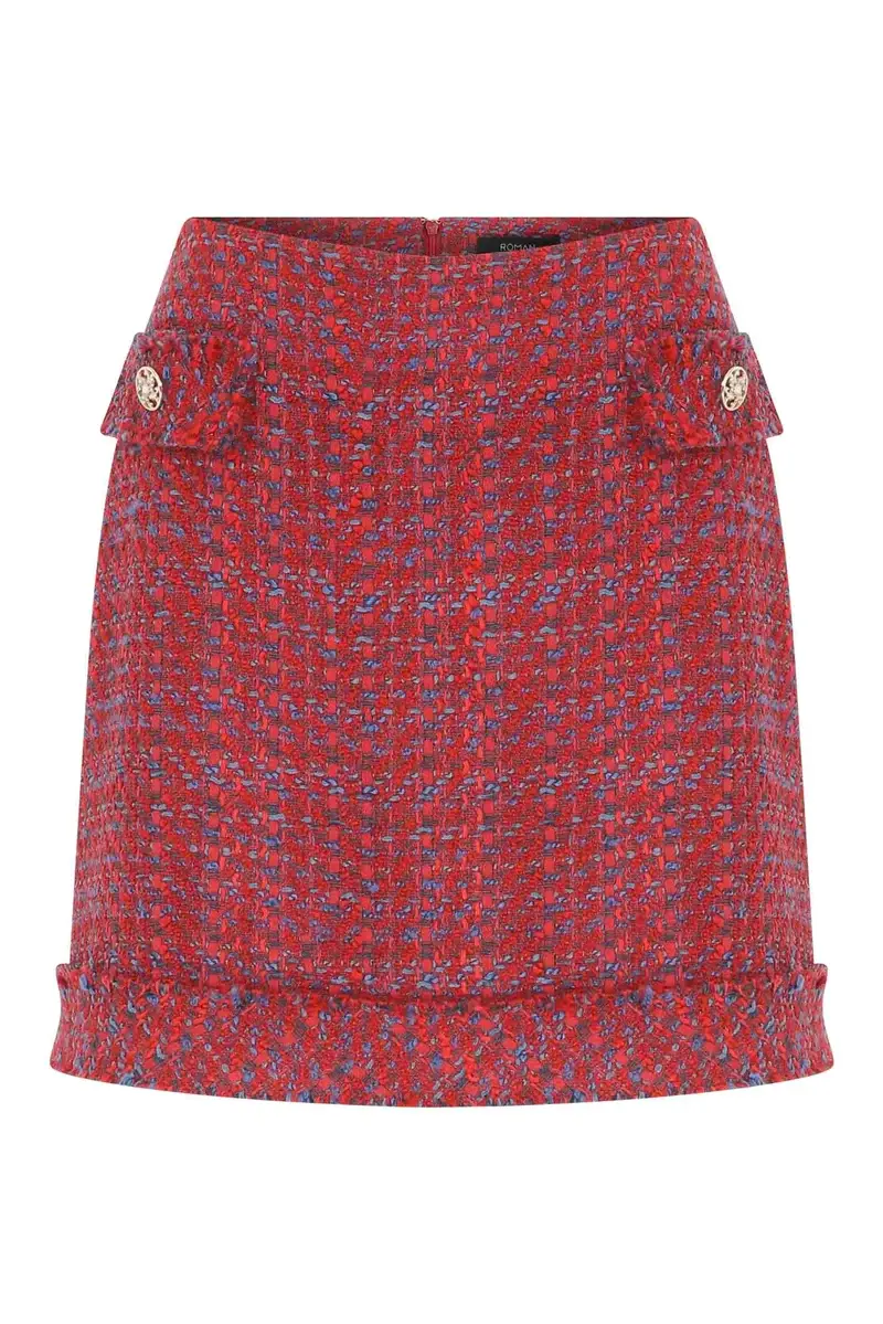 Roman Pocket Detailed Mini Skirt - Red - 2 / ORIGINAL. 1