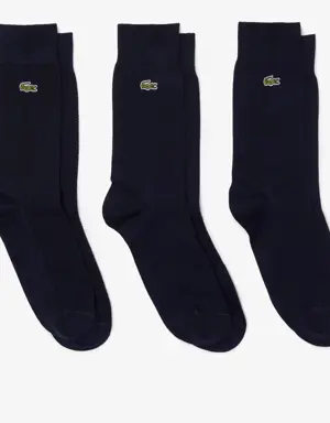Lacoste Pack de tres calcetines unisex de corte alto en piqué de algodón