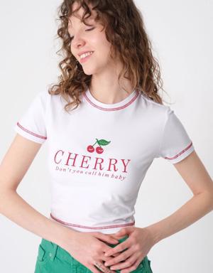 CHERRY DON'T YOU CALL HİM BABY Baskılı T-shirt