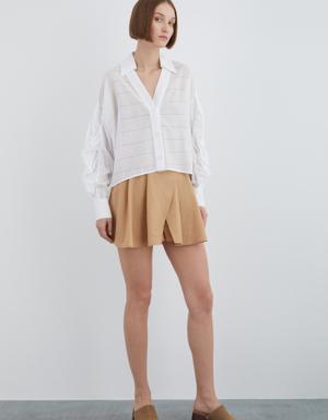 Voile Shirt With Shirring Detail On The Sleeves