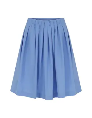 Blue Pleated Mini Skirt - 4 / Blue