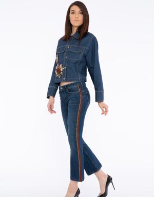 Side Detailed Jean Trousers