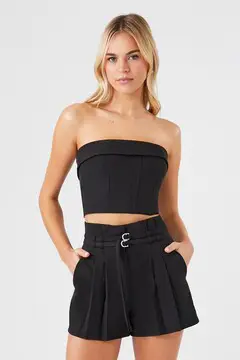 Forever 21 Forever 21 Belted Paperbag Shorts Black. 2