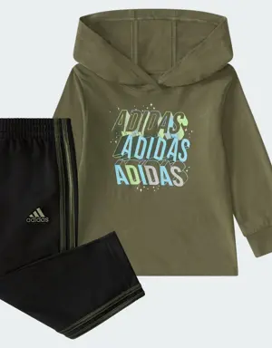 Two-Piece Long Sleeve Graphic Hooded Tee and Pant Set