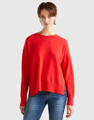 coral red sweater in 100% cashmere
