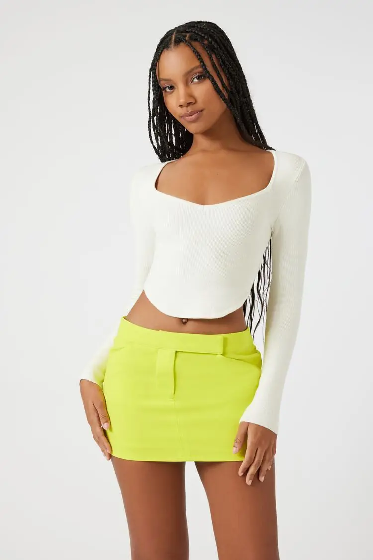 Forever 21 Forever 21 Ribbed Sweater Knit Crop Top Vanilla. 1