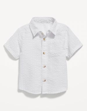 Short-Sleeve Textured-Seersucker Camp Shirt for Baby white