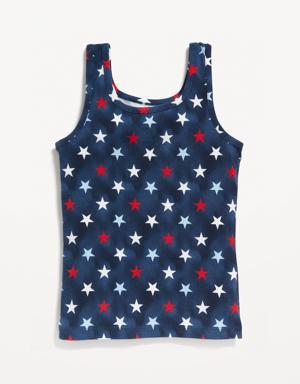 Old Navy Printed Fitted Tank Top for Girls blue