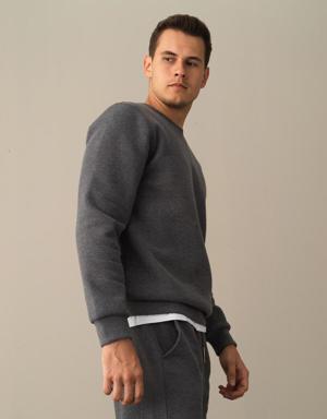 Bisiklet Yaka Pamuklu Regular Fit Büyük Beden Sweatshirt