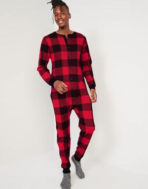 Thermal-Knit Matching Print One-Piece Pajamas for Men multi