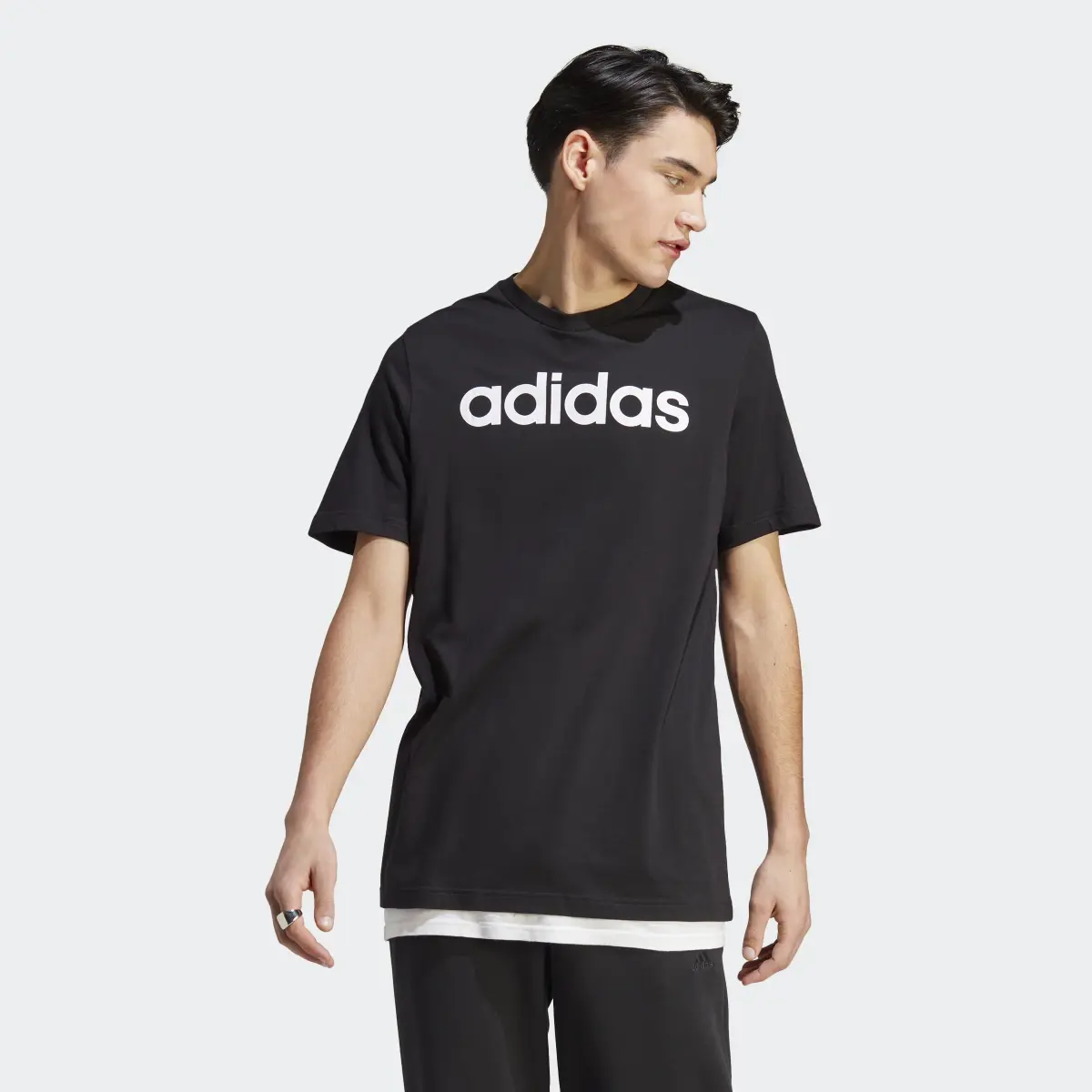 Adidas Essentials Single Jersey Linear Embroidered Logo Tee. 2