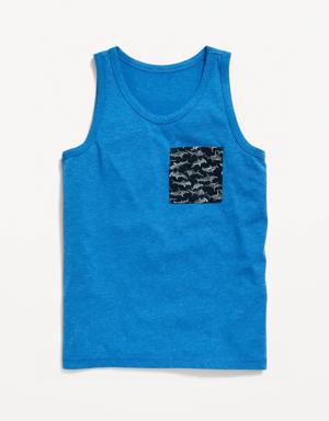Softest Printed-Pocket Tank Top for Boys gray