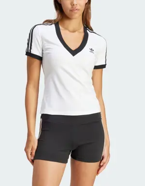 Adidas T-shirt Justa com Gola em V 3-Stripes