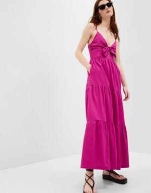 Tie-Front Cutout Maxi Dress pink