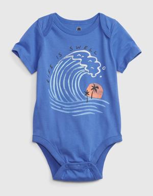 Baby 100% Organic Cotton Mix and Match Graphic Bodysuit blue