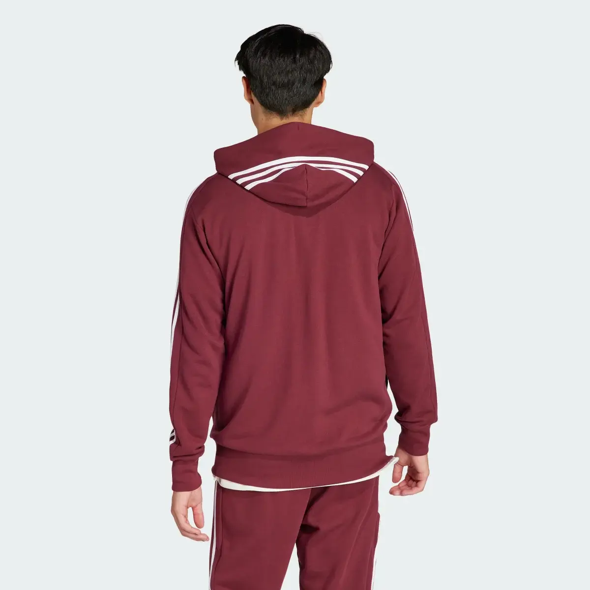 Adidas Felpa con cappuccio Essentials French Terry 3-Stripes Full-Zip. 3