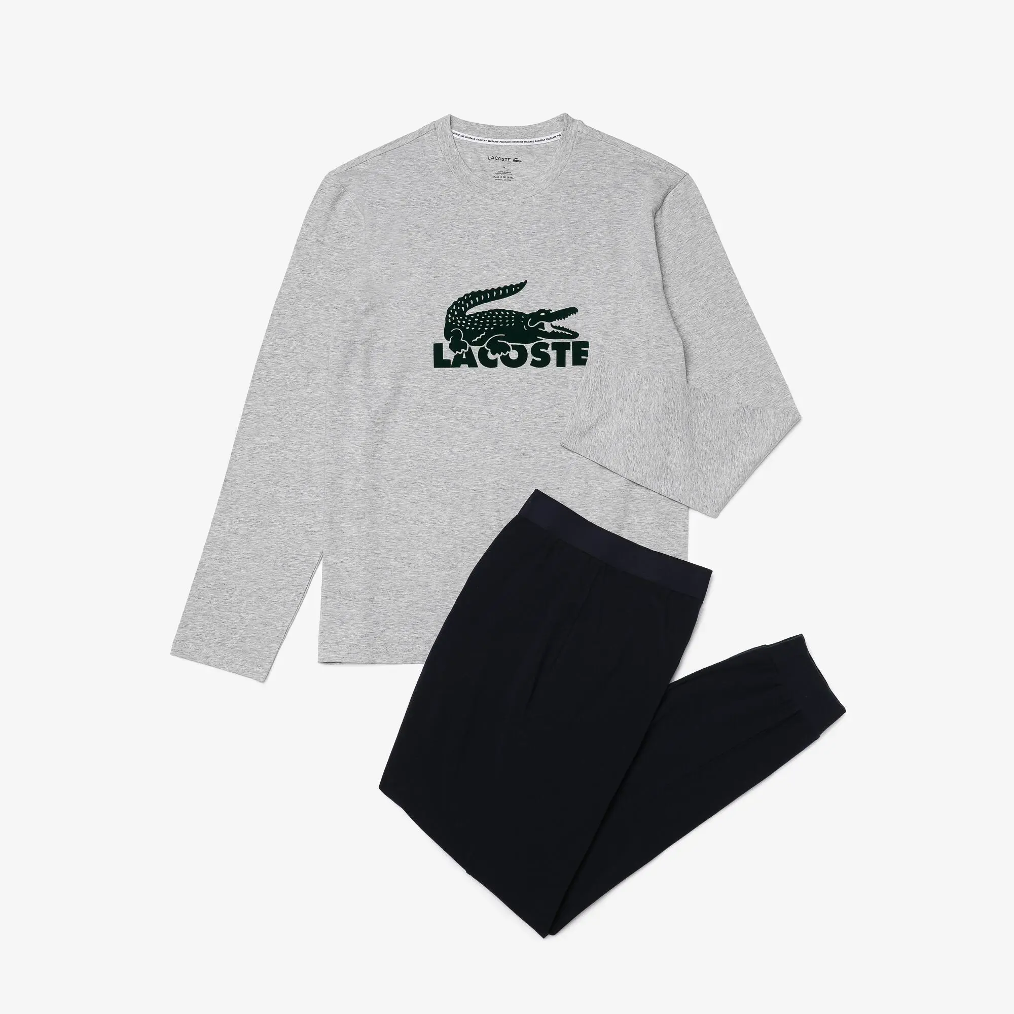 Lacoste Men’s Velvet Logo Long Pyjama Set. 2