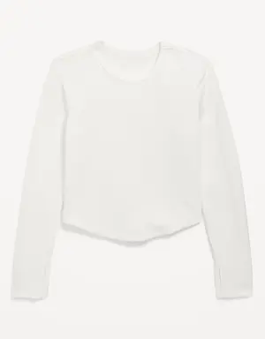 Old Navy UltraLite Long-Sleeve Rib-Knit T-Shirt for Girls white