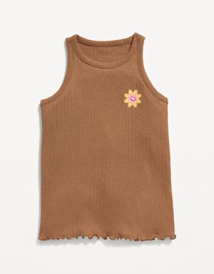 Rib-Knit Graphic Tank Top for Girls brown