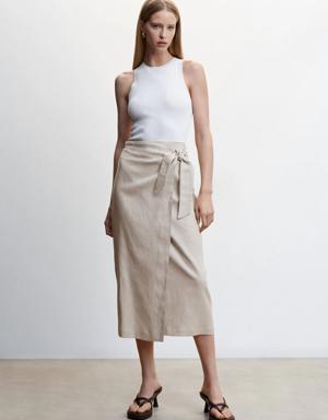 Mango Linen-blend wrap skirt