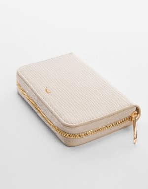 Textured wallet with embossed logo
