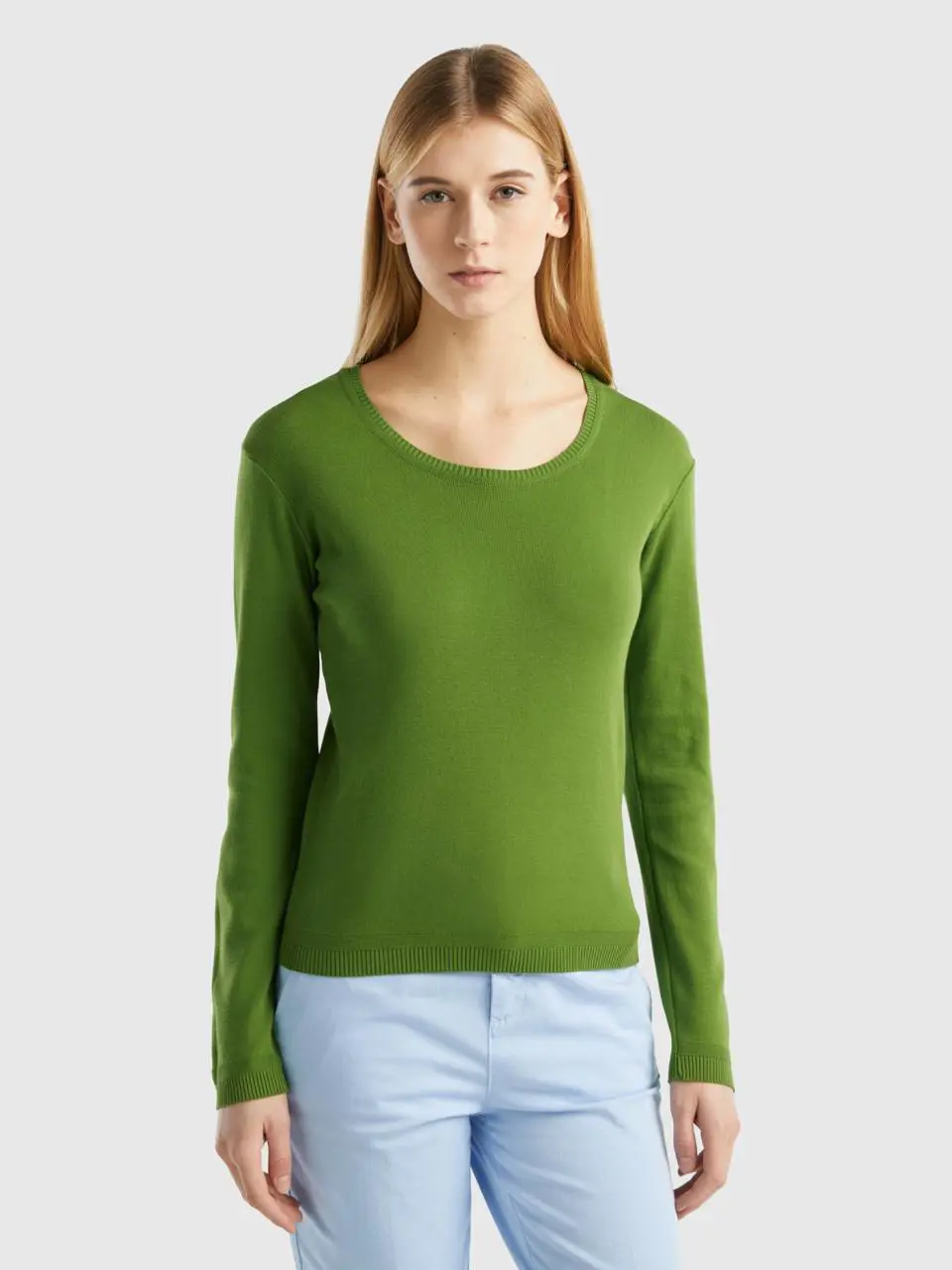 Benetton crew neck sweater in pure cotton. 1