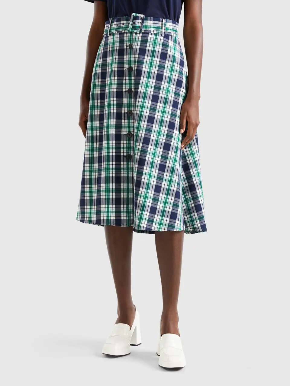 Benetton tartan midi skirt. 1